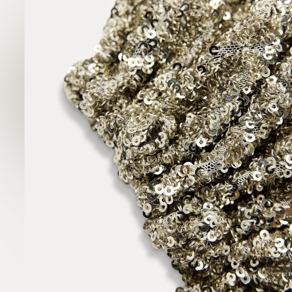 Zara NWT sequin beaded head cap 0080/108